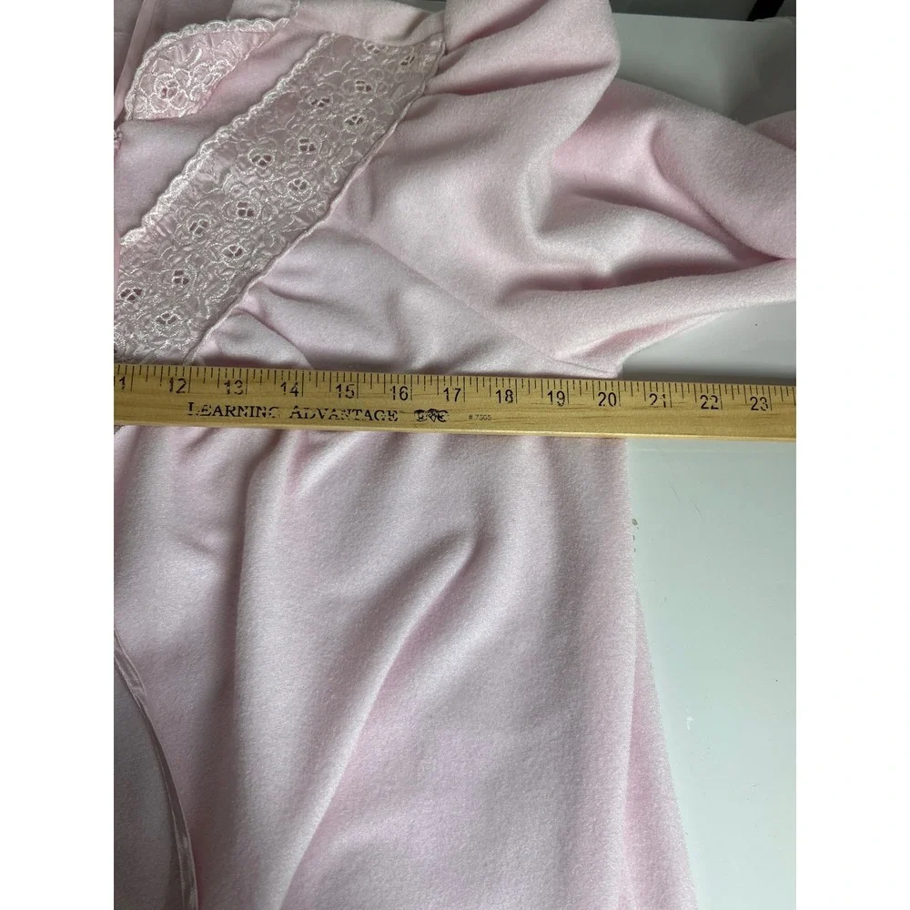 Vintage Vandemere Robe Women L Pink Fleece Zip Front Grandmacore Housecoat